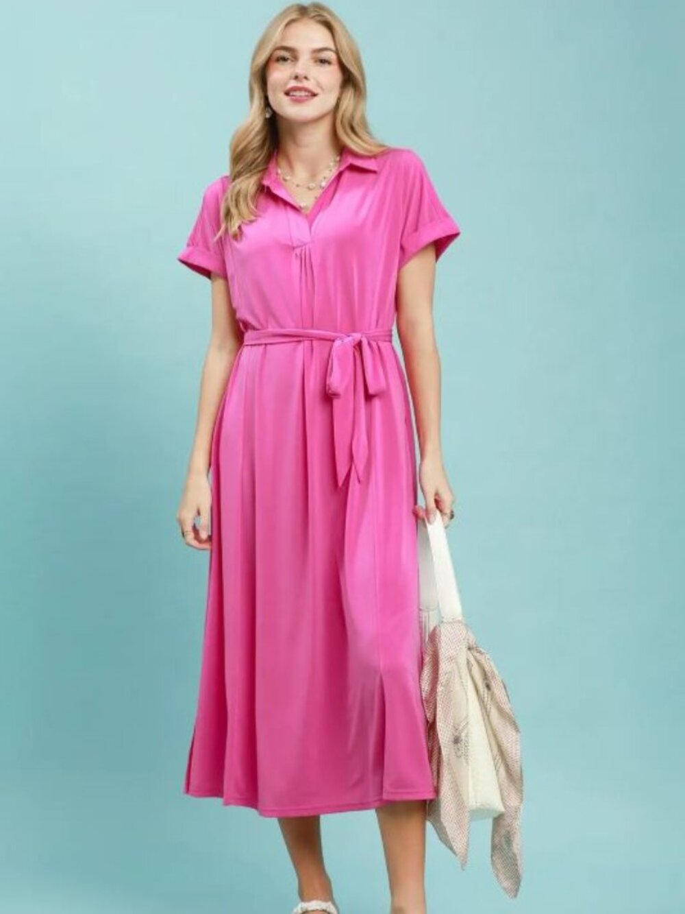 Umgee Collared Belted Midi Dress NWT🛍️